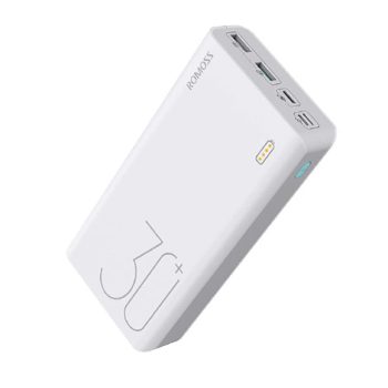 Romoss Sense8+ 30000mAh QC Type-C Power Bank – White